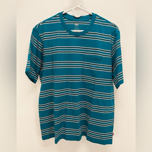 COPY - Levi’s Relaxed Men’s Pocket T-Shirt Grated Blue Size L New - Picture 1 of 7